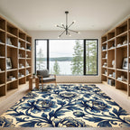 Classic Blue White Floral Vine Rug