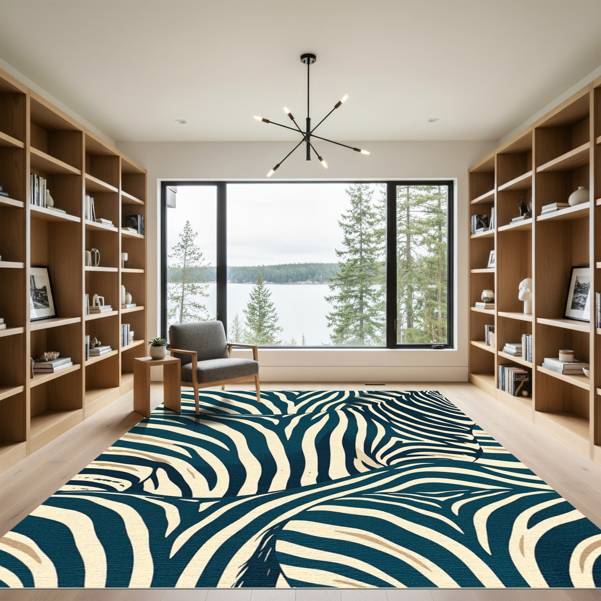 Bold Navy Cream Zebra Stripes Rug