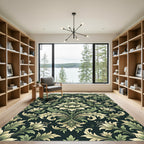 Sage Green Floral Damask Botanical Rug