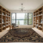 Ornate Bronze Calligraphy Palm Medallion Rug