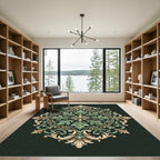 Sage and Gold Ornate Acanthus Medallion Rug