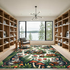 Whimsical Woodland Mouse Reading Forest Tale Rug