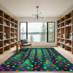 Bold Colorful Polka Dot Forest Christmas Trees Rug