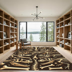 Prehistoric Fossil Bone Dark Brown Illustration Rug