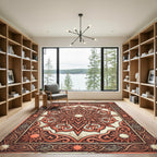 Ornate Terracotta Starburst Medallion Rug