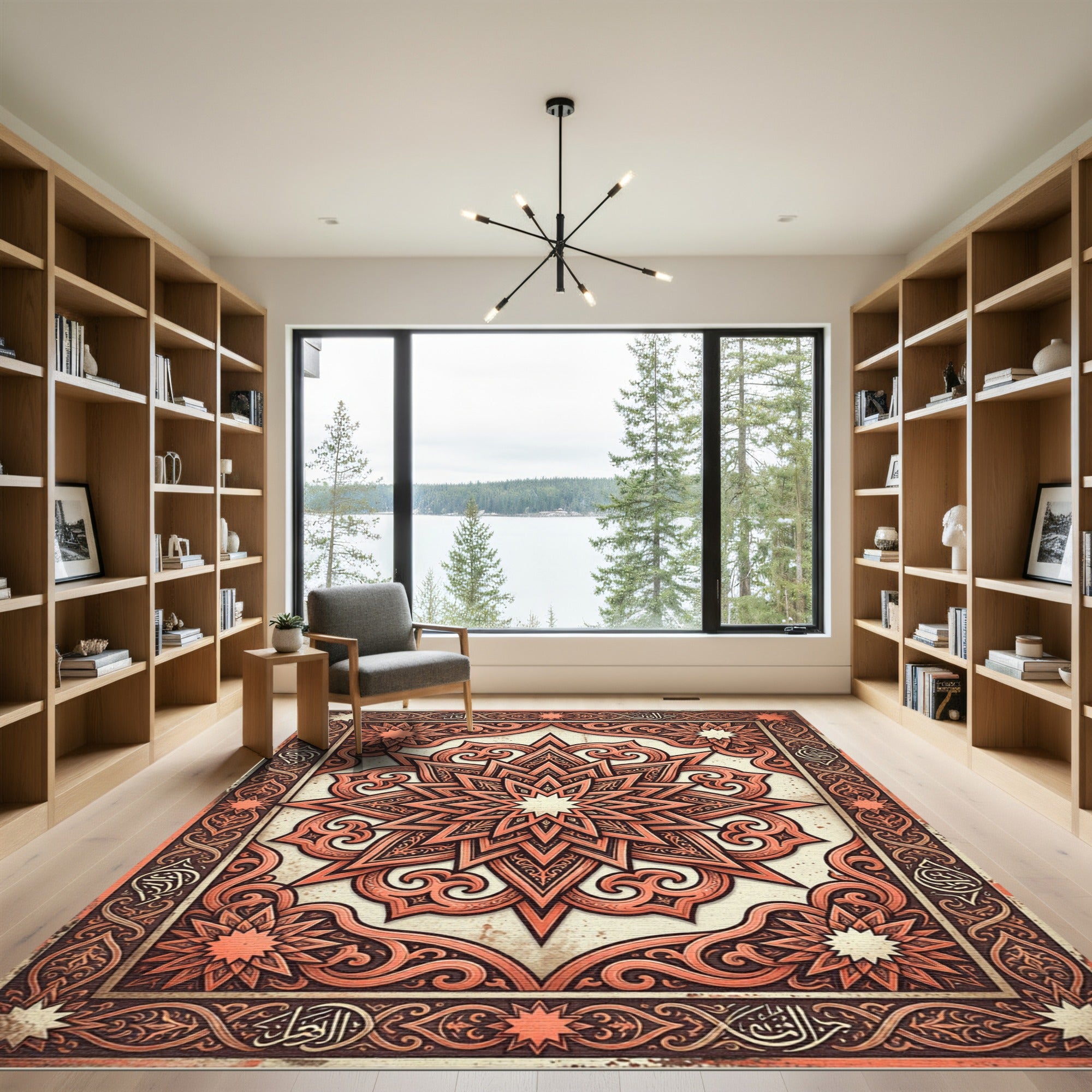 Ornate Terracotta Starburst Medallion Rug