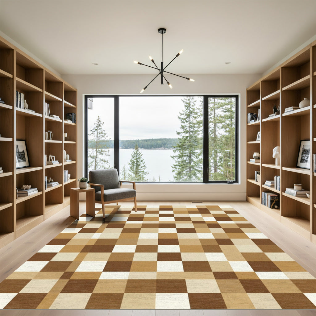 Earth Tones Gingham Square Rug