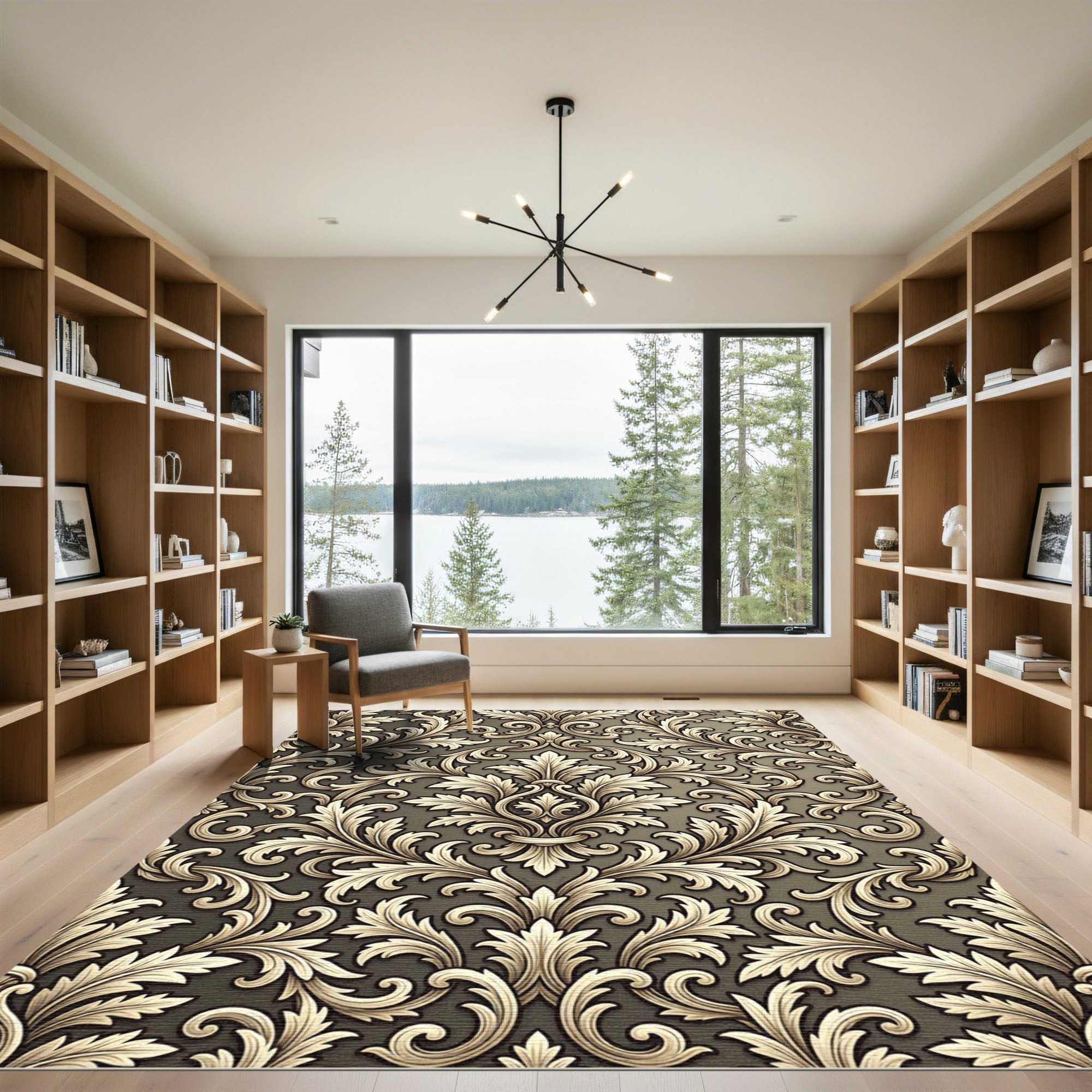 Ochre Scrollwork Acanthus Leaf Rug