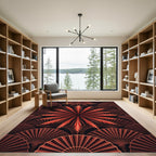 Crimson Fan Blast Art Deco Rug
