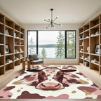 Brown White Cow Face Splatter Rug