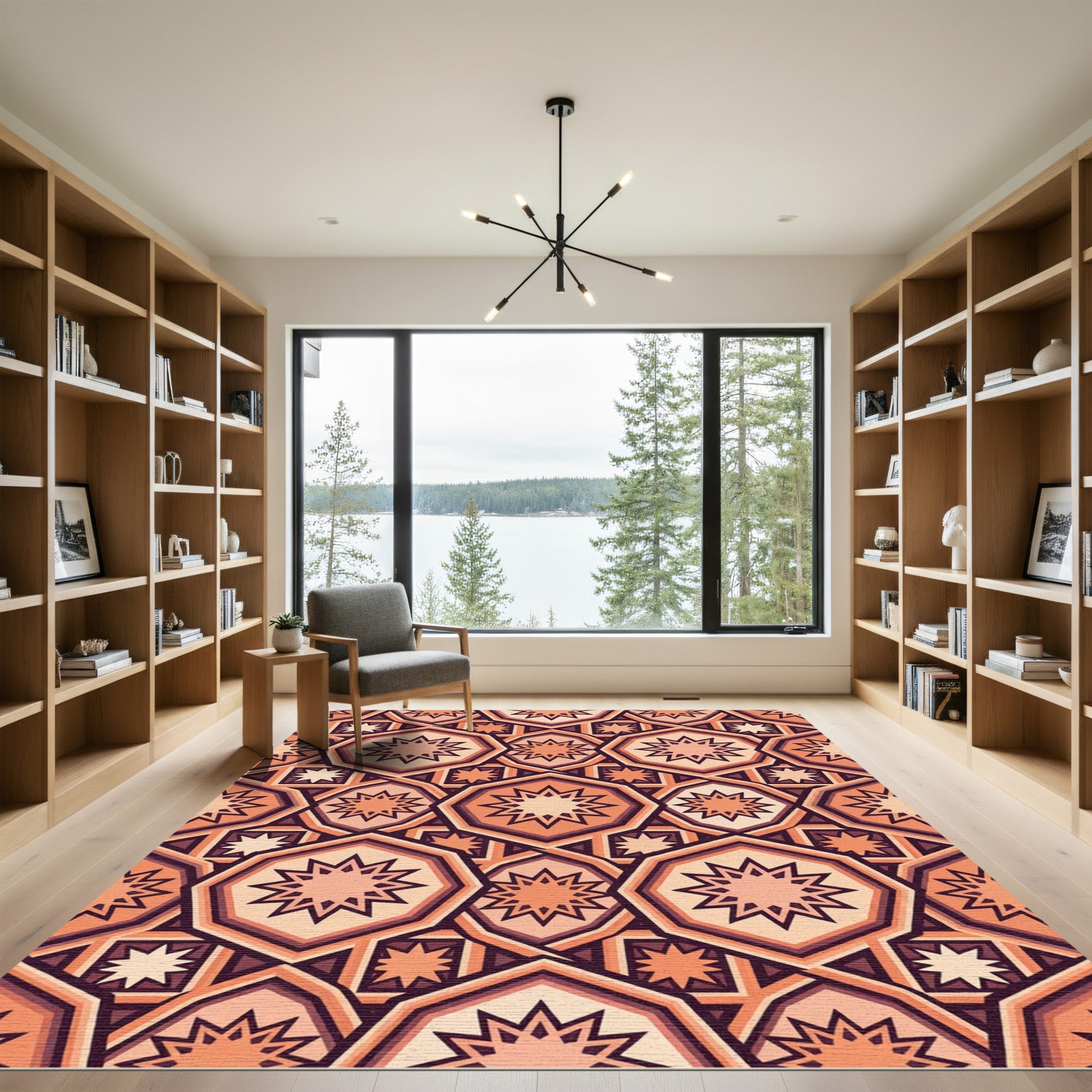 Terracotta Starburst Geometric Arabesque Rug