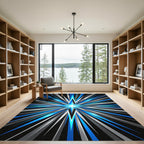 Radiant Electric Blue Geometric Starburst Rug