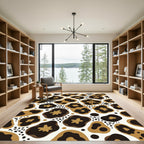 Golden Brown Abstract Spots Rug