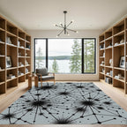 Minimalist Gray Abstract Constellation Network Rug