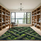 Mossy Overlapping Forest Branch Grid Rug