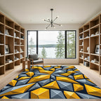 Yellow Gray Geometric Crystal Arrangement Rug
