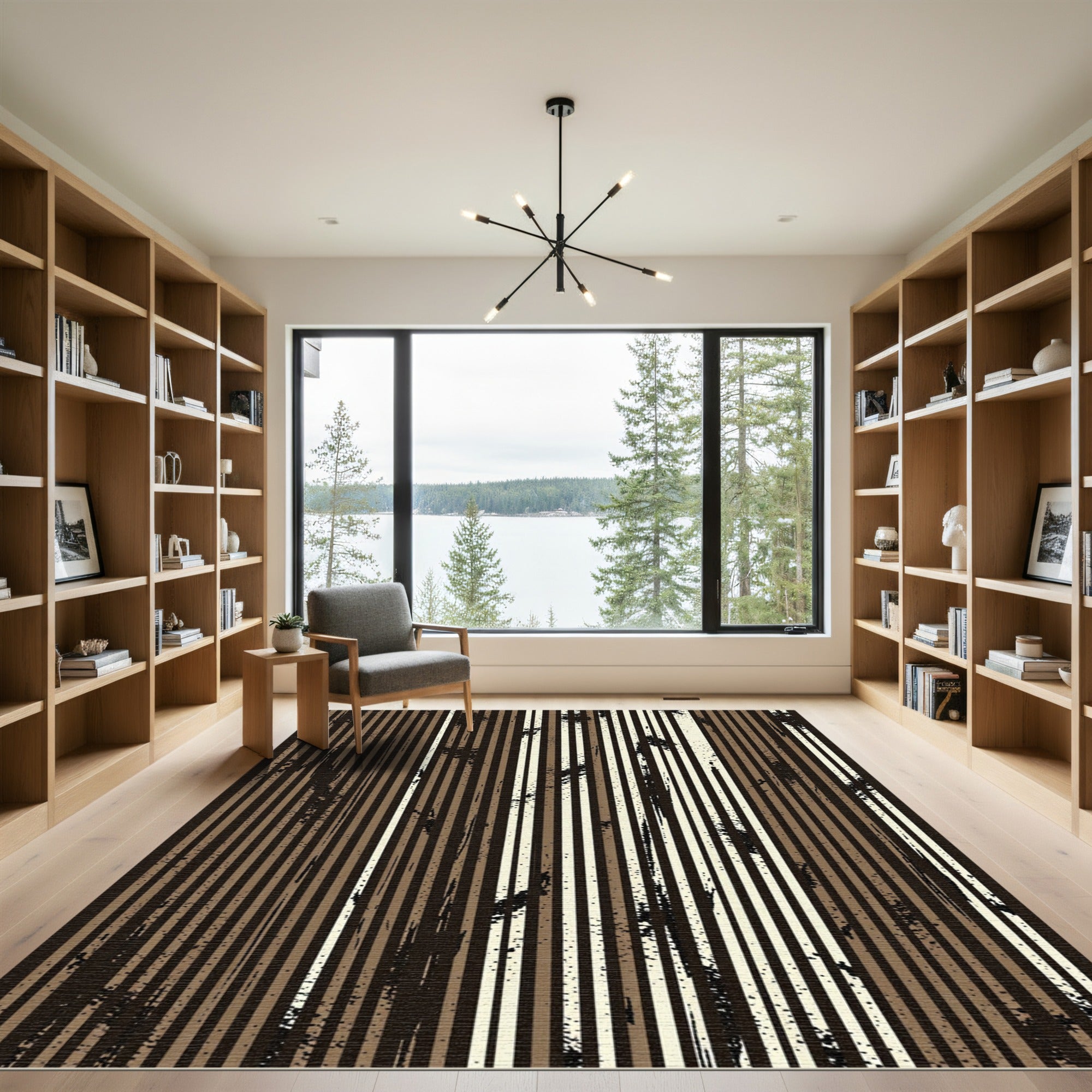 Earthy Grunge Vertical Stripes Rug