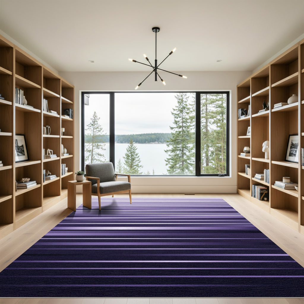 Modern Purple Gradient Linear Striped Rug