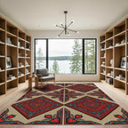 Rustic Red Heart Medallion Diamond Rug