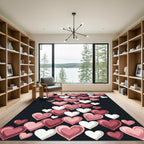 Romantic Pink and White Heart Collage Rug