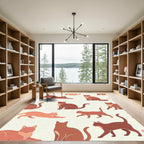 Minimalist Terracotta Cat Illustration Surface Rug