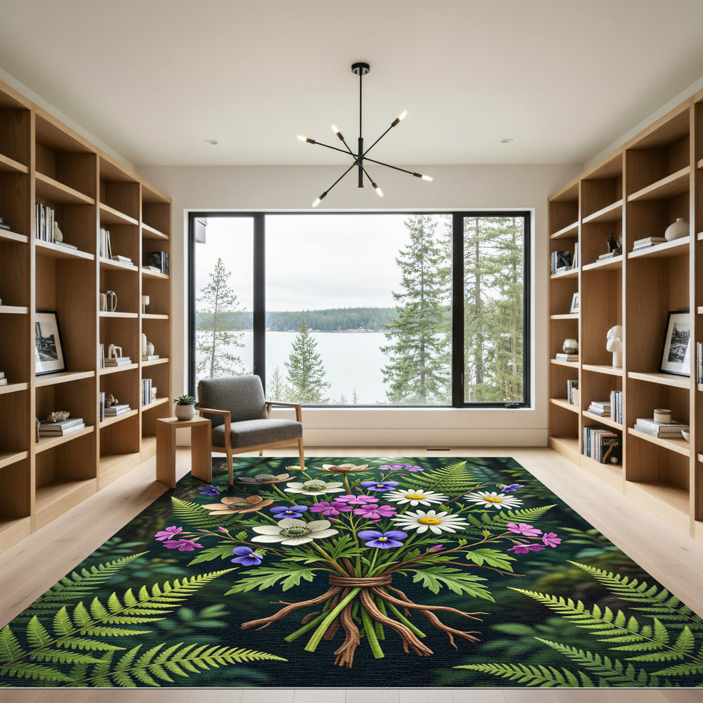 Woodland Meadow Wildflower Bouquet Rug