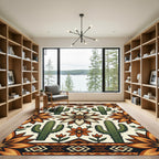 Southwestern Desert Cactus Floral Compositions Rug