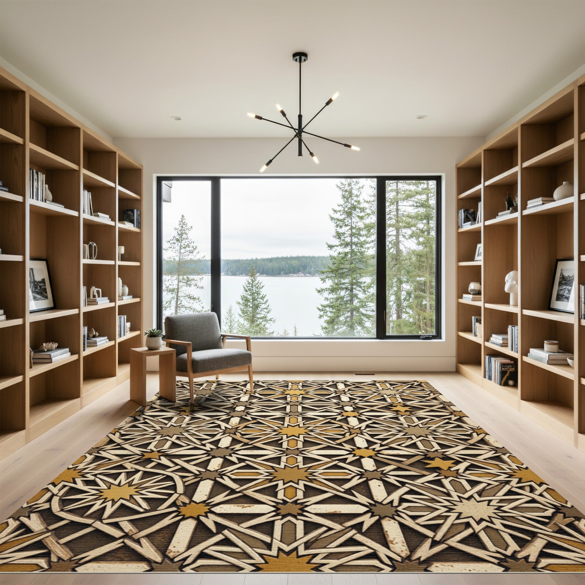Interlocking Star Geometric Harmony Rug