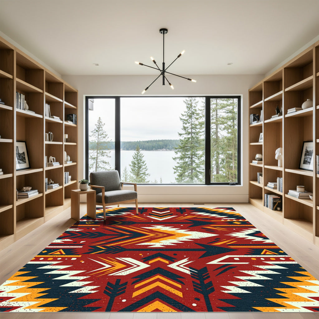 Bold Terracotta Arrow Geometric Area Rug