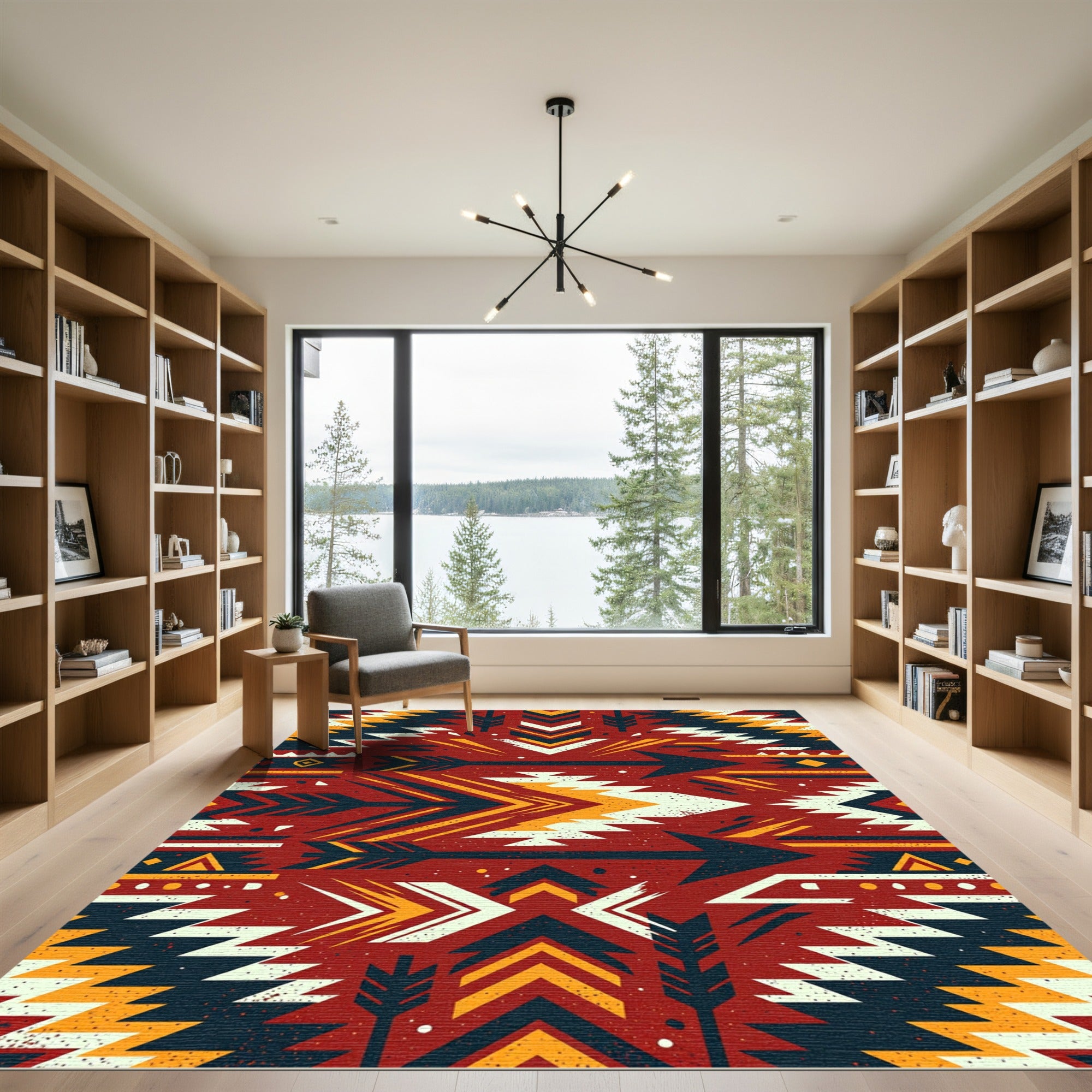 Bold Terracotta Arrow Geometric Area Rug