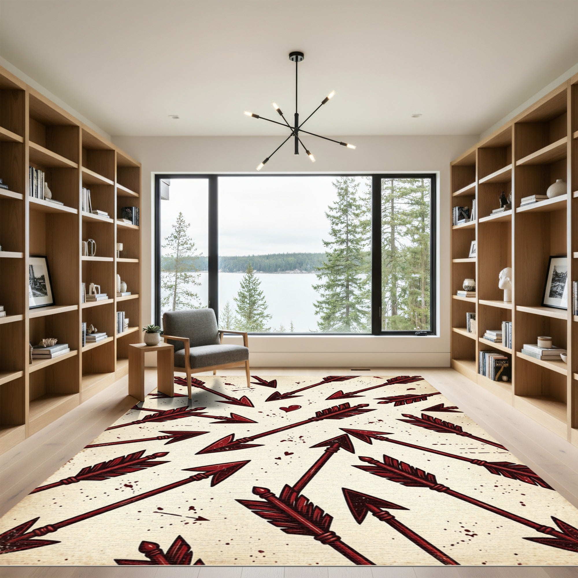 Crimson Arrows Heart Scatter Rug