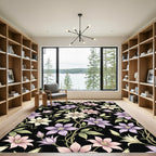 Elegant Lavender Pink Floral Vine Rug