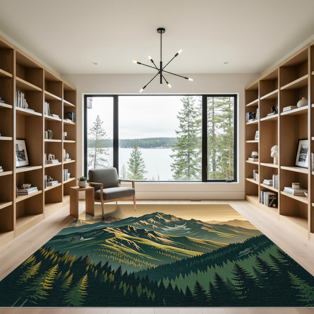 Majestic Alpine Peak Mountain Scenery Rug
