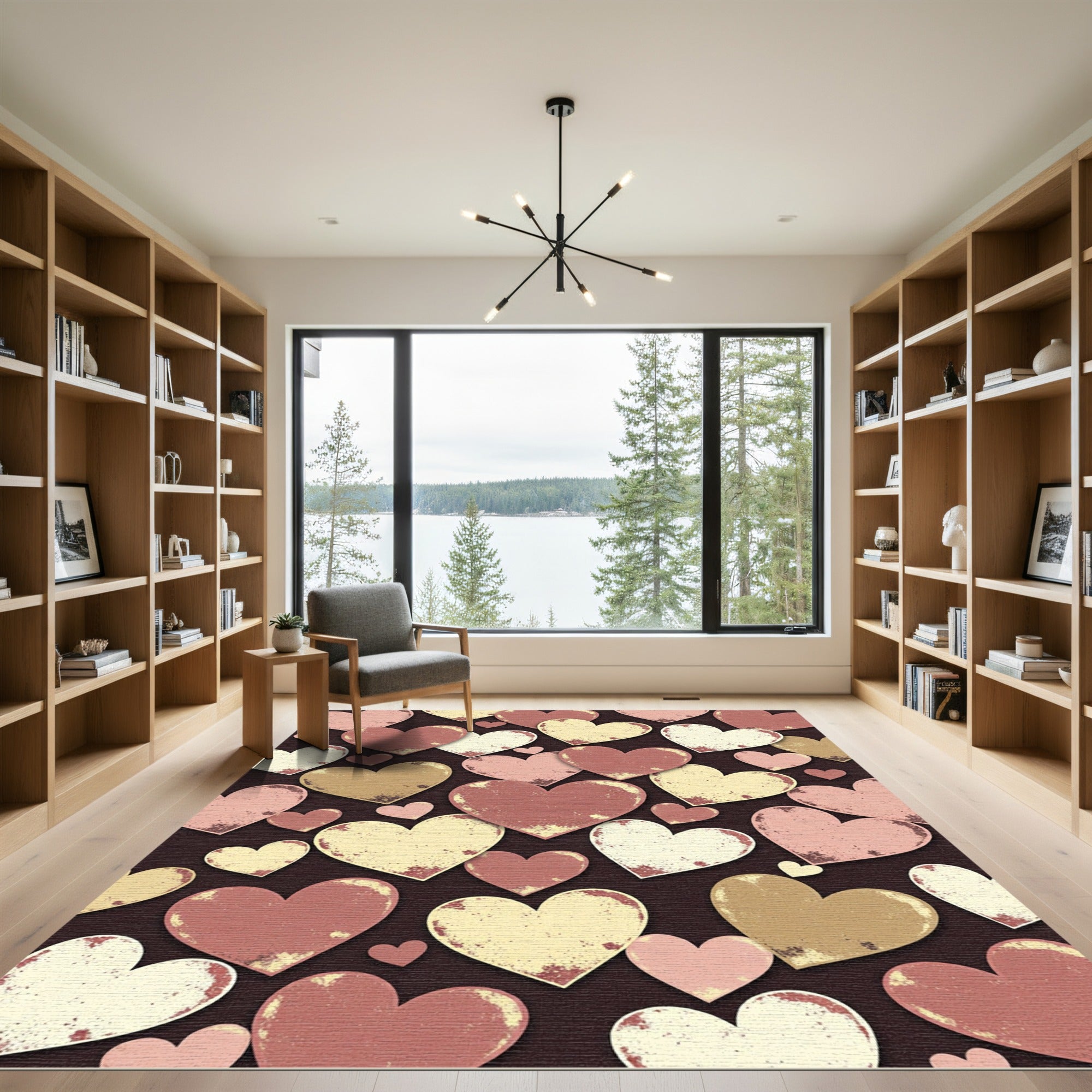 Vintage Distressed Heart Scattered Patchwork Rug
