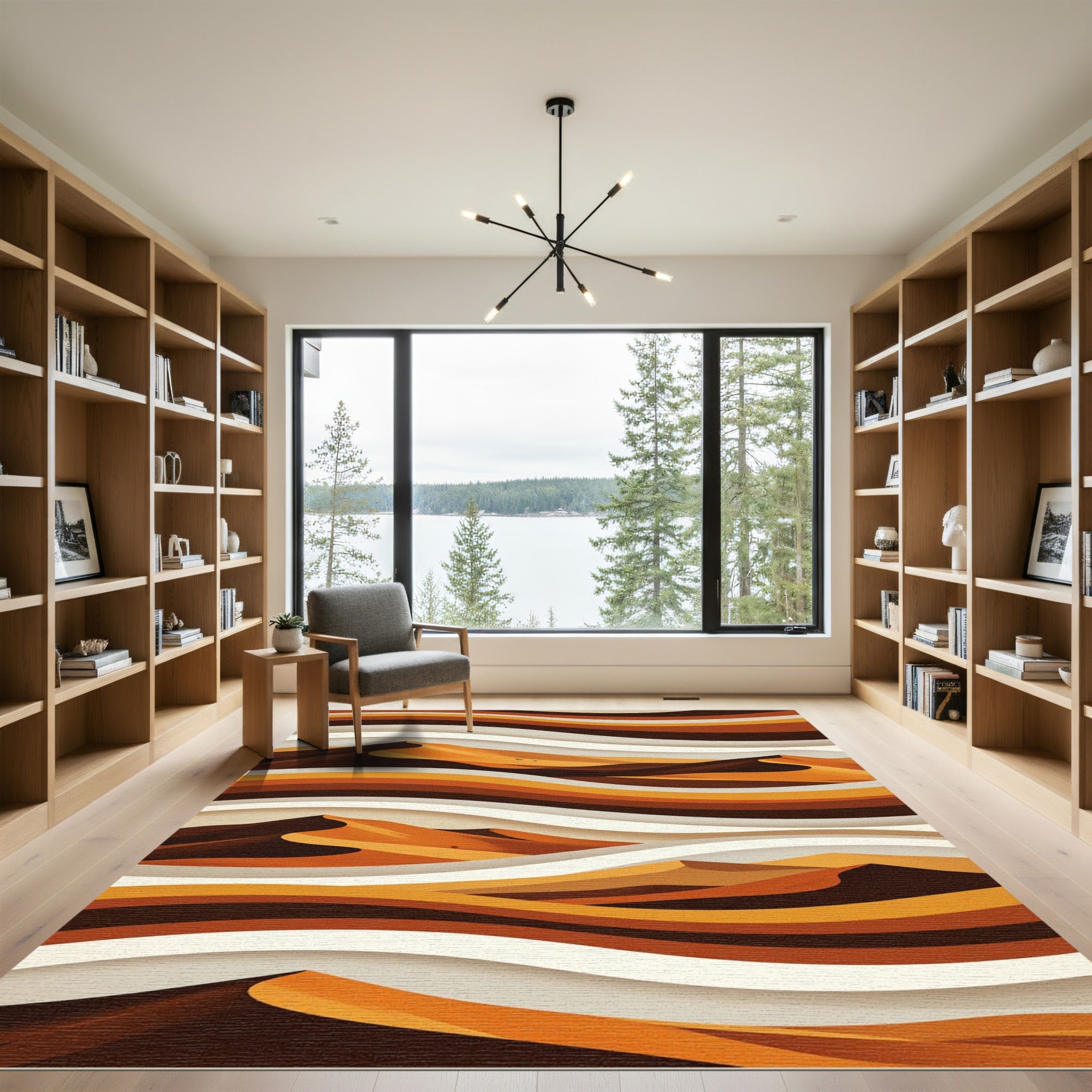 Abstract Earthy Tone Desert Wave Rug