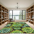 Lush Succulent Garden Botanical Art Rug
