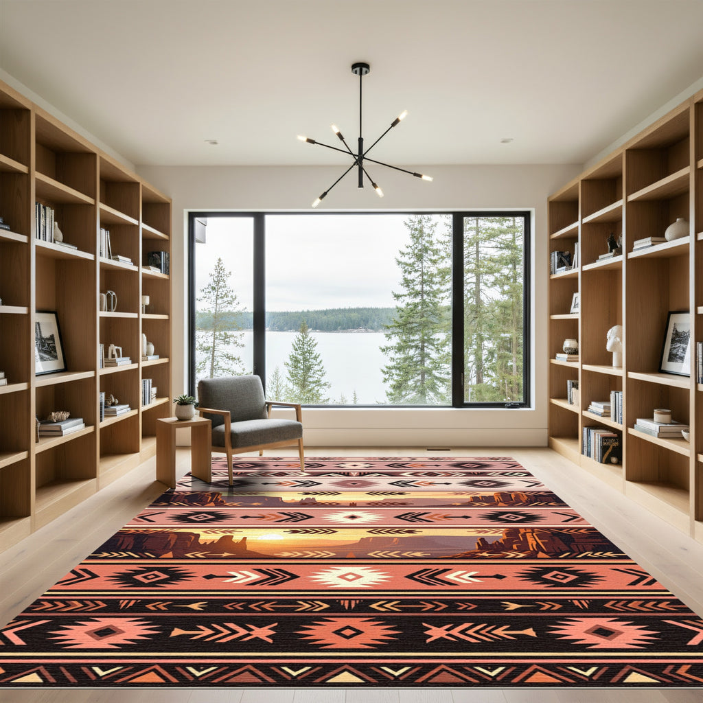 Southwest Sunset Tribal Geometric Rug