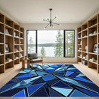 Modern Deep Blue Geometric Crystal Rug