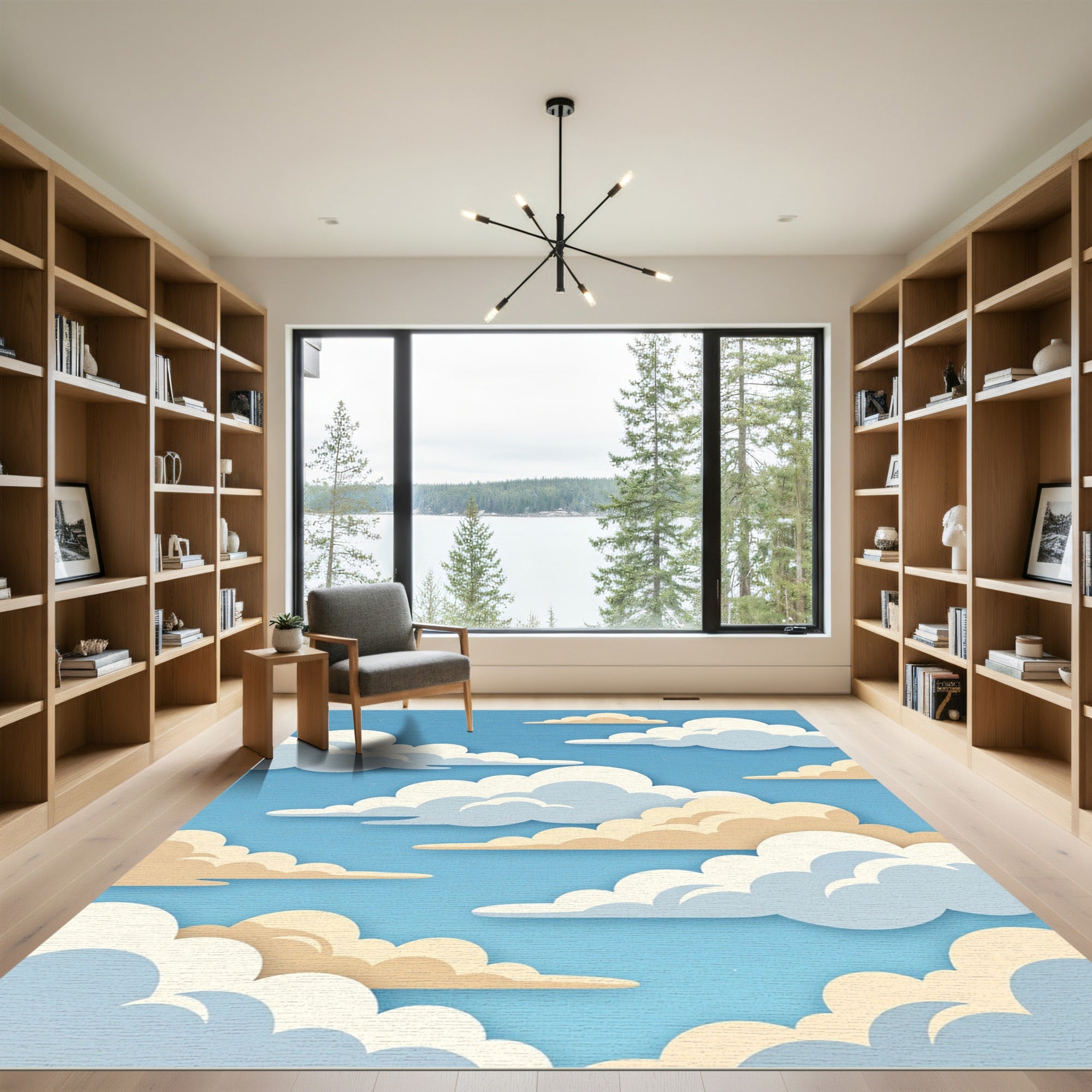 Dreamy Blue Sky Layered Cloud Rug