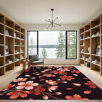 Red Cherry Blossom Petal Arrangement Rug