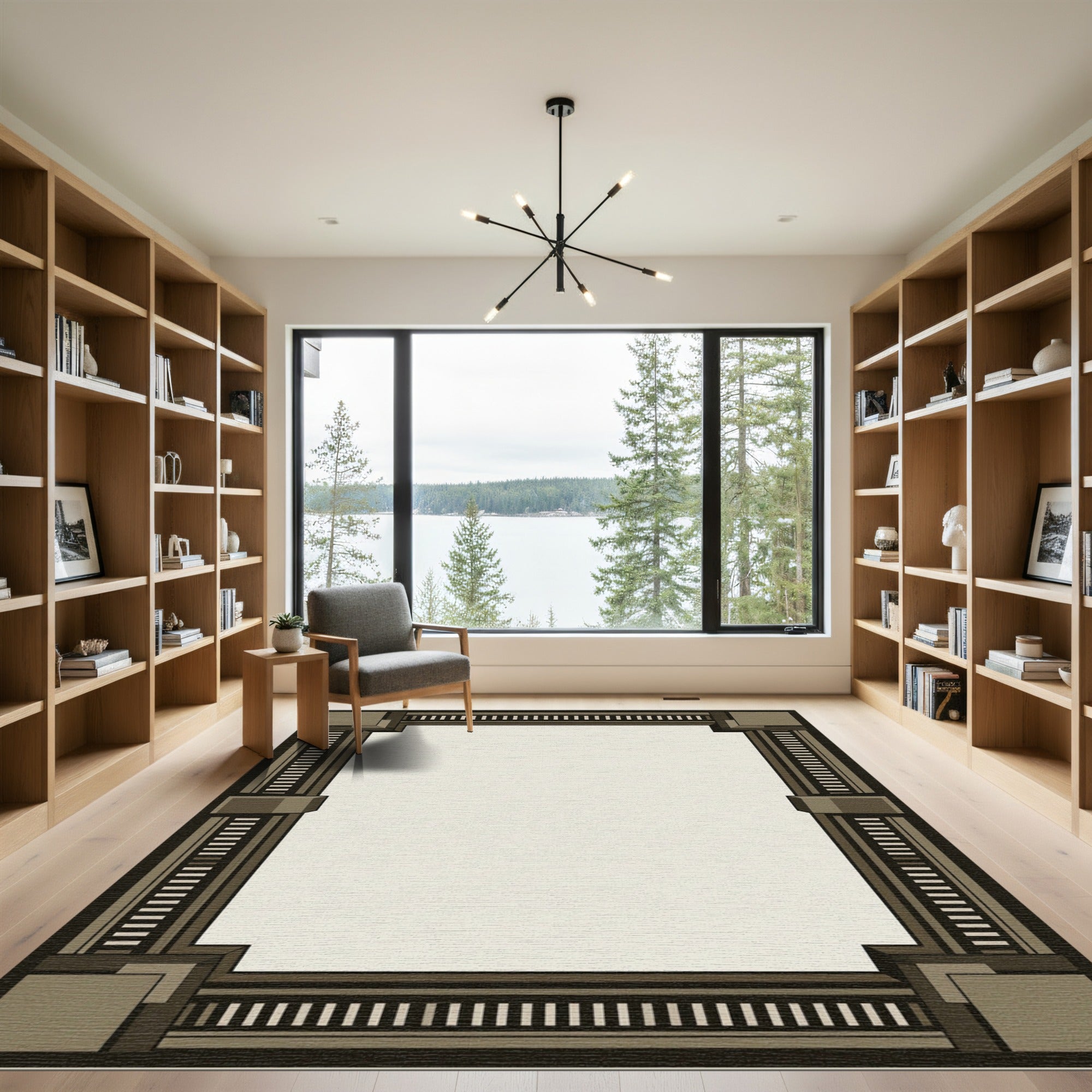 Geometric Block Deco Border Rug