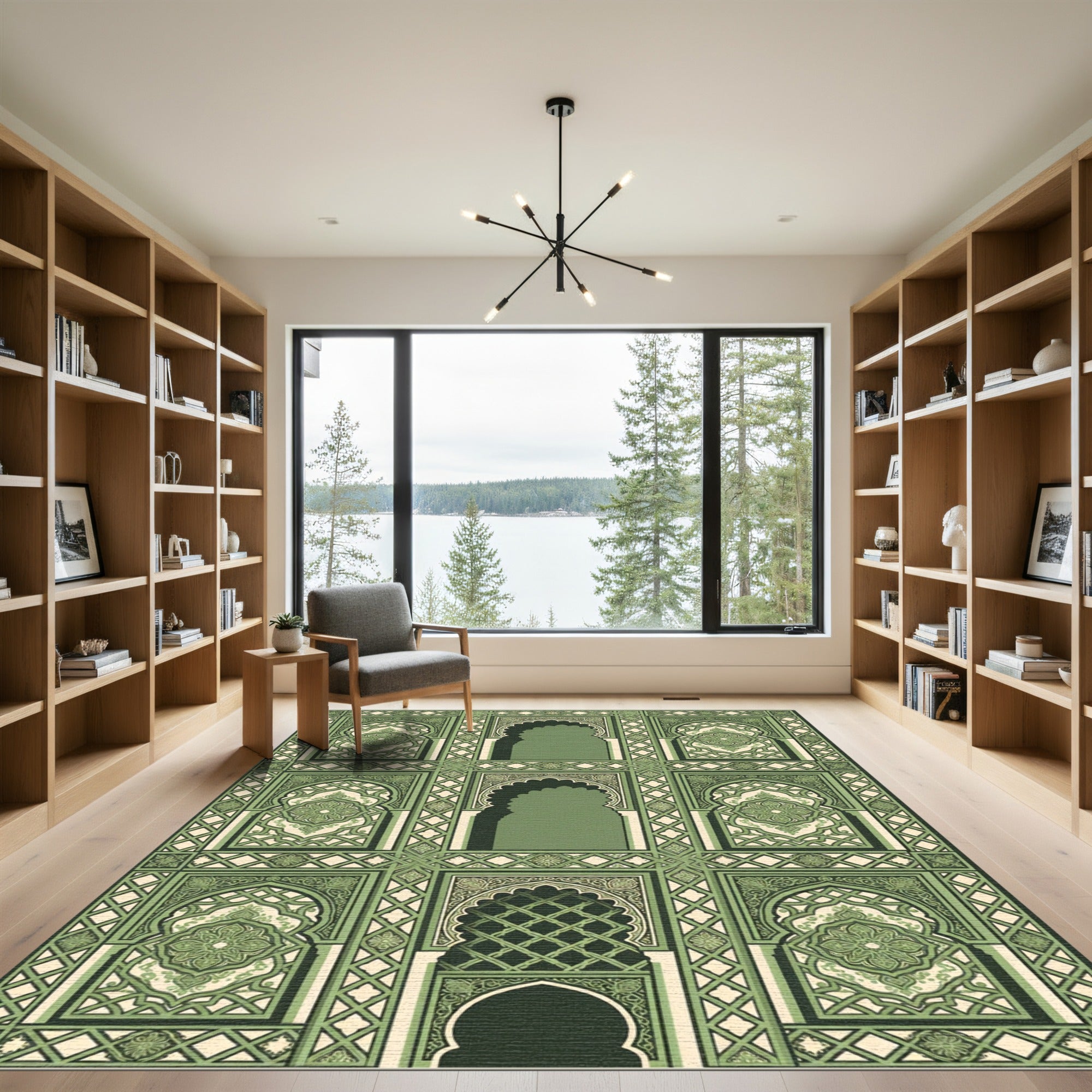Art Deco Green Arch Medallion Rug