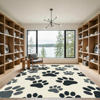 Minimalist Monochrome Animal Paw Area Rug