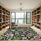 Romantic Lavender Rose Botanical Garden Rug