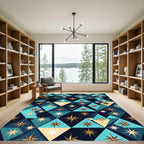 Navigational Geometric Compass Rose Medallion Rug
