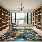 Golden Temple Zen Garden River Landscape Rug