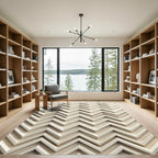 Light Beige Chevron Layered Rug
