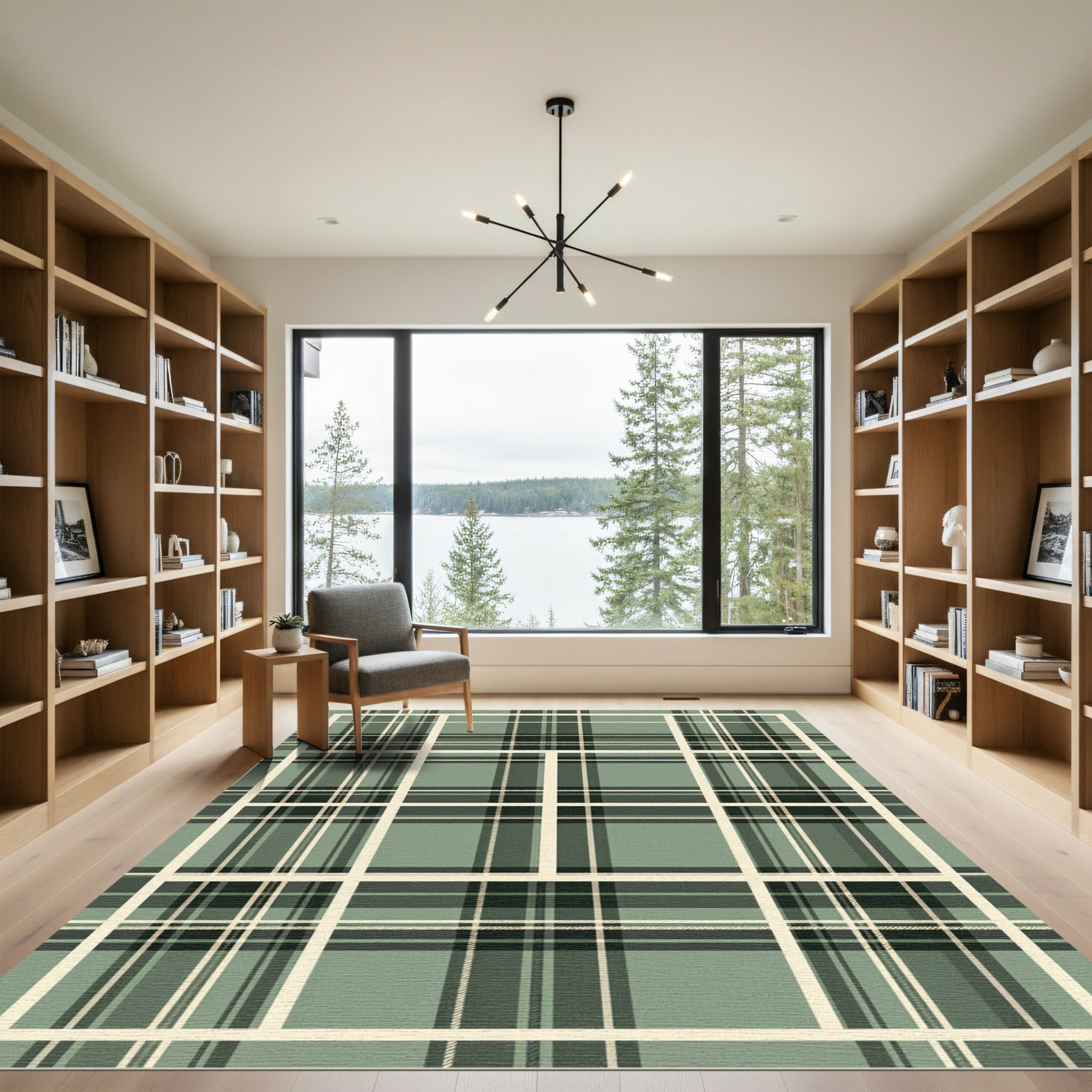 Sage Green Classic Plaid Checkered Rug