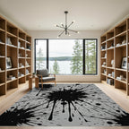 Bold Monochrome Abstract Ink Splatter Rug
