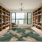 Geometric Interwoven Sage and Neutral Rug